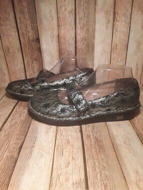 Alegria Black and Silver Leather Shoes Size 39